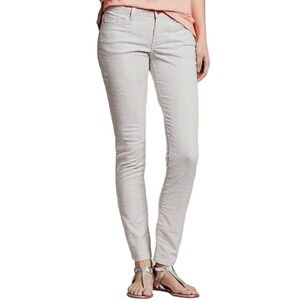 BANANA REPUBLIC Women Grey Whte Jeans Ikat Print 31 Skinny Ankle Preppy Mid Rise